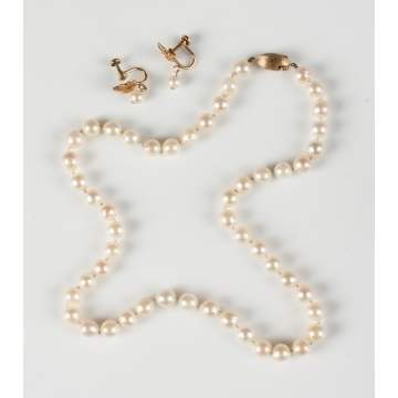 Vintage Pearl Necklace & Earrings