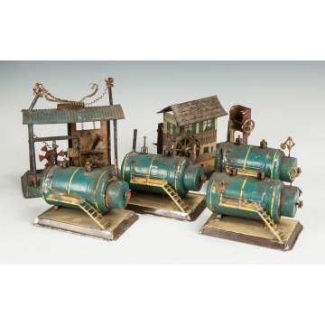 Group of Various Tin Clockwork Engines & Accessories