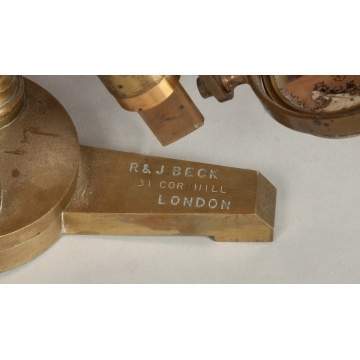 RJ Beck Brass Microscope & Case