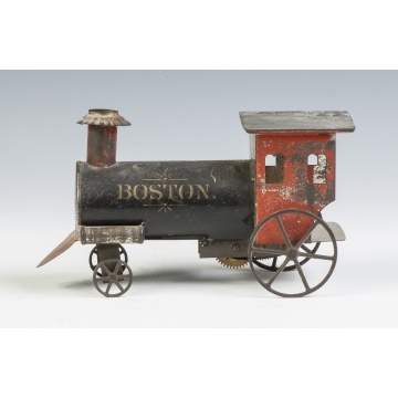 "Boston" Painted Tin Clock Work Locomotive