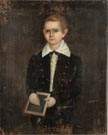 American Portrait of a young boy with slate board