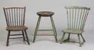 Two Windsor Chairs & One Stool