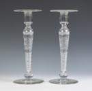 Pair of Hawkes Cut Glass & Engraved Candlesticks