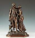 Jean Louis Grégoire (French, 1840-1890) Bronze Sculpture of Courting Couple with Dog