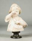 Carved Alabaster of Child with Spoon & Broken Plate
