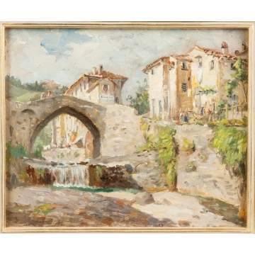 Emma Lampert Cooper (American, 1855-1920) "Bridge Near Florence, Italy"