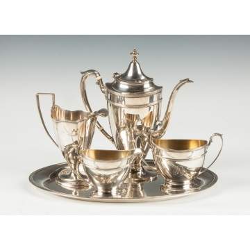 Gorham Sterling Silver 4 Piece Tea Set with Matching Tray 