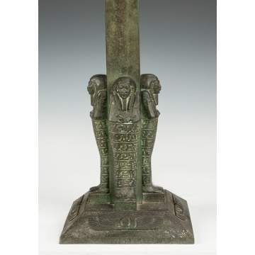 Bronze Lamp Base with Egyptian Motif