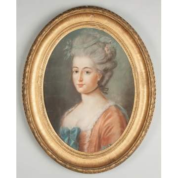 Continental Portrait of young lady in a pink dress