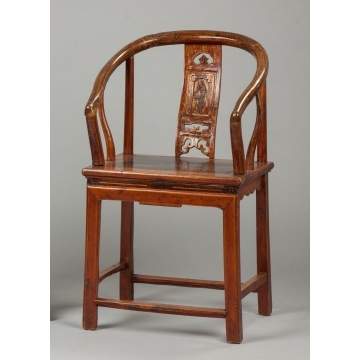 Chinese Carved & Lacquered Arm Chair
