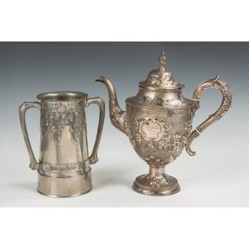 Pewter Vase & Coin Silver Coffee Pot
