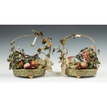 Pair of Chinese Bronze Enameled Baskets