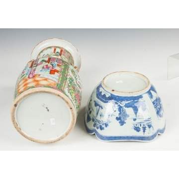 Chinese Vase & Canton Bowl