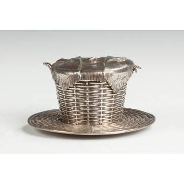 Russian Sterling Silver Covered Basket with Undertray