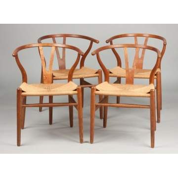 Hans Wegner Set of Four Wishbone Chairs
