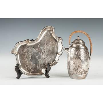 Gorham Japanese Style Sterling Silver Tray & Teapot