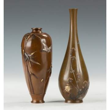 Japanese Mixed Metal Vases