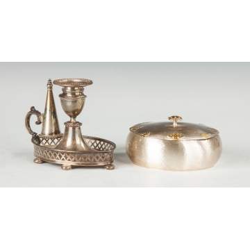 Tiffany Sterling Candle Holder &  Sterling  Covered Box
