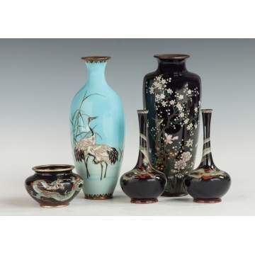 Group of Japanese Cloisonne Vases