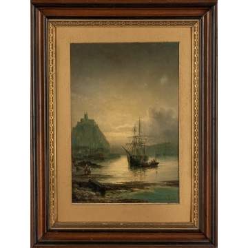 Joseph Hanlon (British, Active 19th century) Harbor Scene