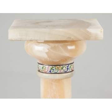 Onyx Pedestal with Enameled Brass Bands