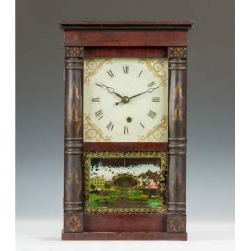 Miniature Charles Kirke for George Mitchell Stenciled Column Shelf Clock, Bristol, CT