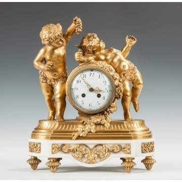 Fine Gilt Bronze & Marble Mantle Clock