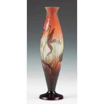 Fine Galle Cameo Vase with Lilies