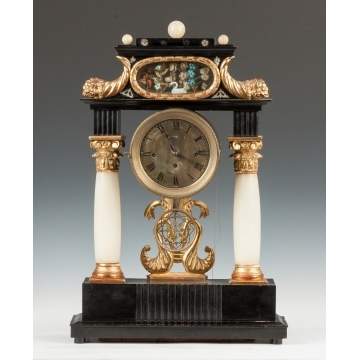 Austrian Ebonized & Alabaster Clock