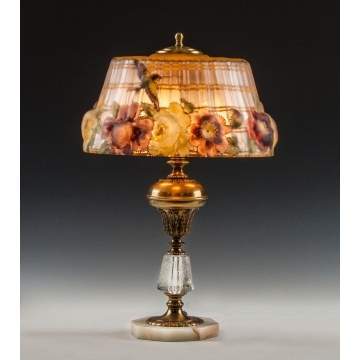 Pairpoint Puffy Lamp with Hummingbird & Rose
