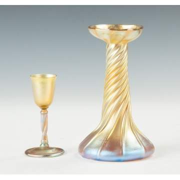 Tiffany Gold Iridescent Cordial & Candlestick Lamp Base