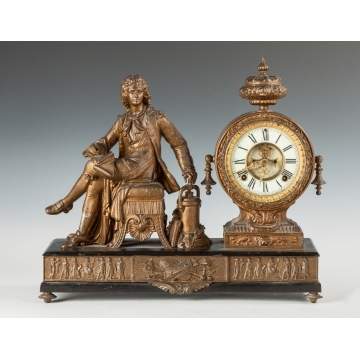 Ansonia "Denis Papin" Figural Mantle Clock