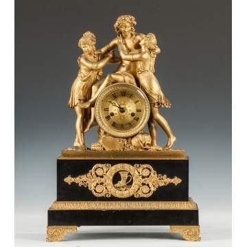 Fine French Gilt Bronze & Bronze Mantle Clock