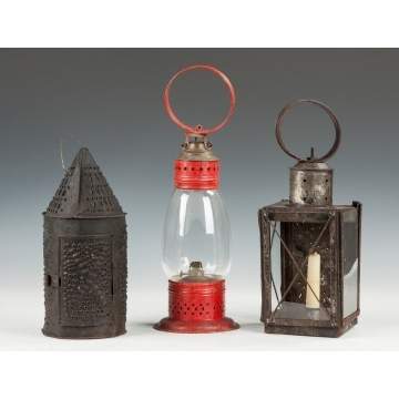Two Candle Lanterns and One Oil Lantern