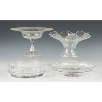 Four Cut & Engraved Glass Compotes & Bowls