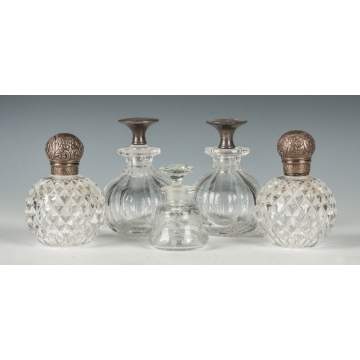 Five Cut Glass & Engraved Glass Colognes