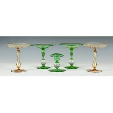 Two Pairs of Compotes & a Candlestick