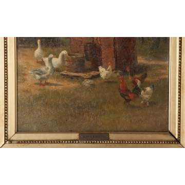 Burr Nichols (American, 1848-1915) Chickens & Geese near a well