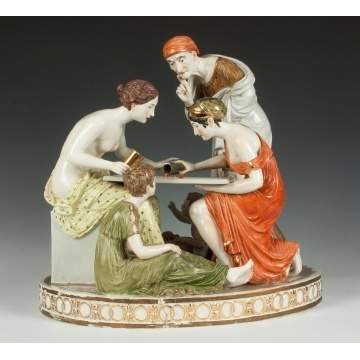 Porcelain Figural Group with Dice Players