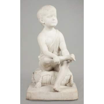 J. Guernsey Mitchell (New York, D. 1921) Marble Sculpture of a Seated Young boy