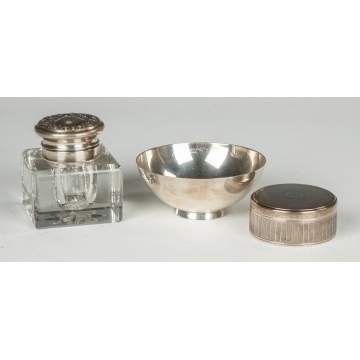 Sterling & Cut Glass Inkwell