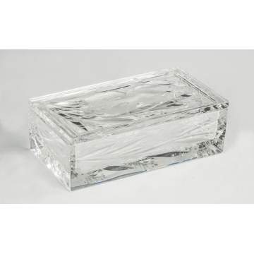 Hawkes Cut & Engraved Glass Covered Box with Iris