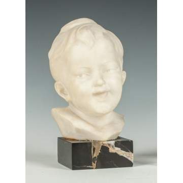 Carved Marble Head of a Boy