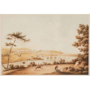 Old Master's Landscape & William Young Ottley (English, 1771-1836) Mountain Lake Scene