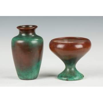 Two Clewell Copper Clad Art Pottery Vases