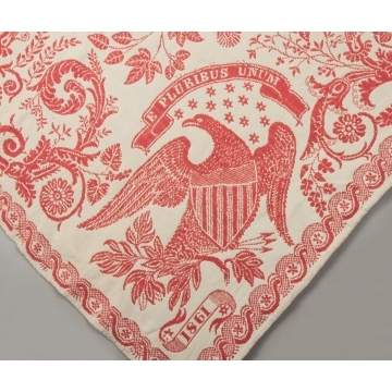 Red & White Coverlet with Eagle