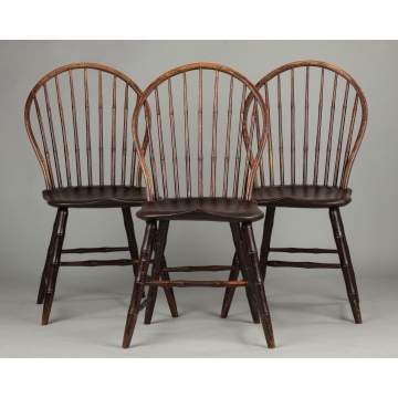 Set of Three New England Hoop Back Windsor Side Chairs