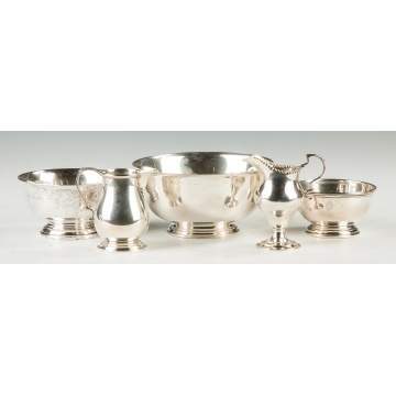 Group of Sterling Silver Bowls & Creamers