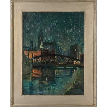 Clifford Ulp (American, 1885-1958) "Plymouth Ave. Bridge, Old Erie Canal"