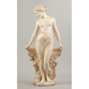 Carved Alabaster of a Woman by Griffin Table